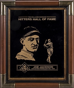 1995 Ted Williams Hitters Hall Of Fame Induction Plaque For Shoeless Joe Jackson
